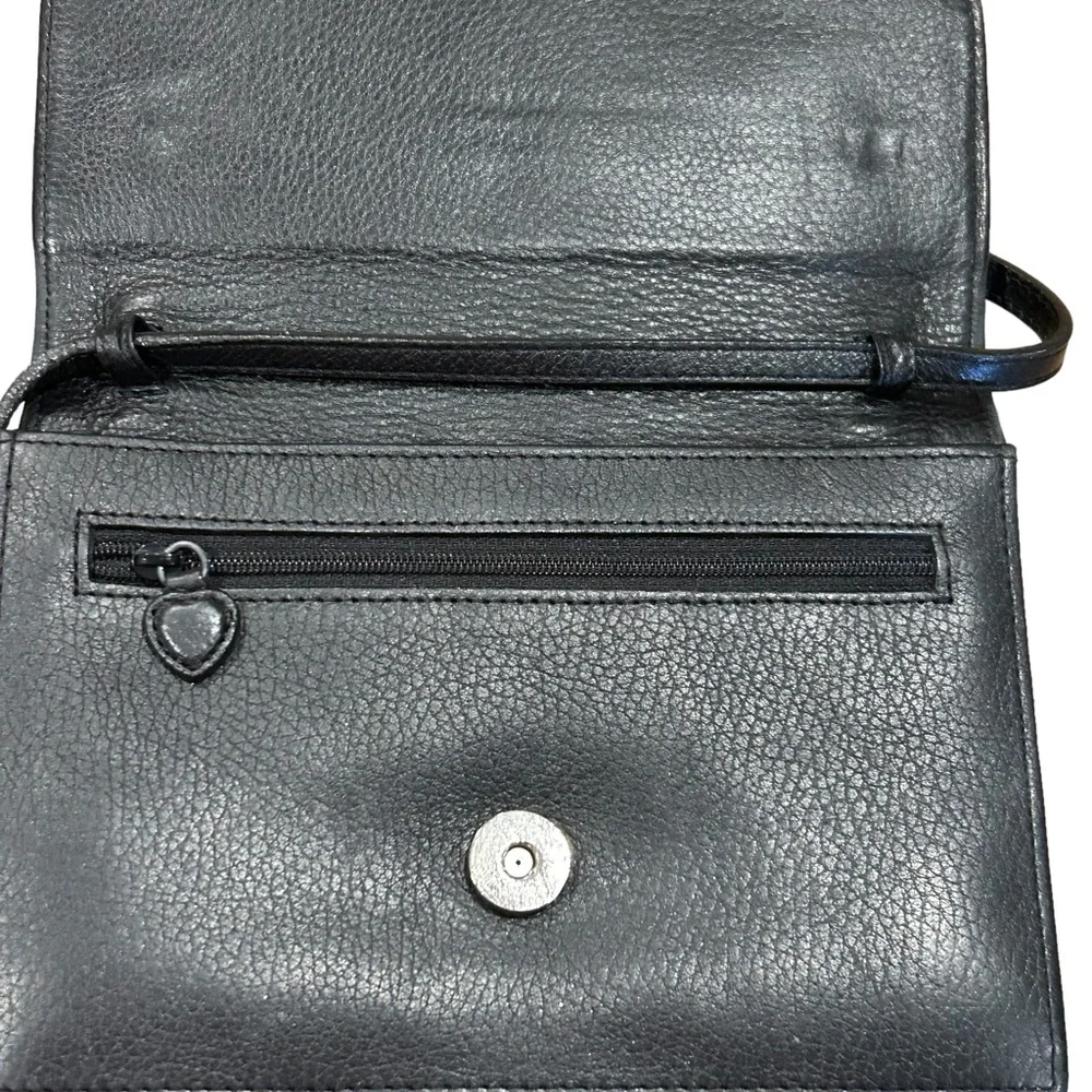 Brighton Black Croc-Embossed Leather Crossbody Key & Card Holder